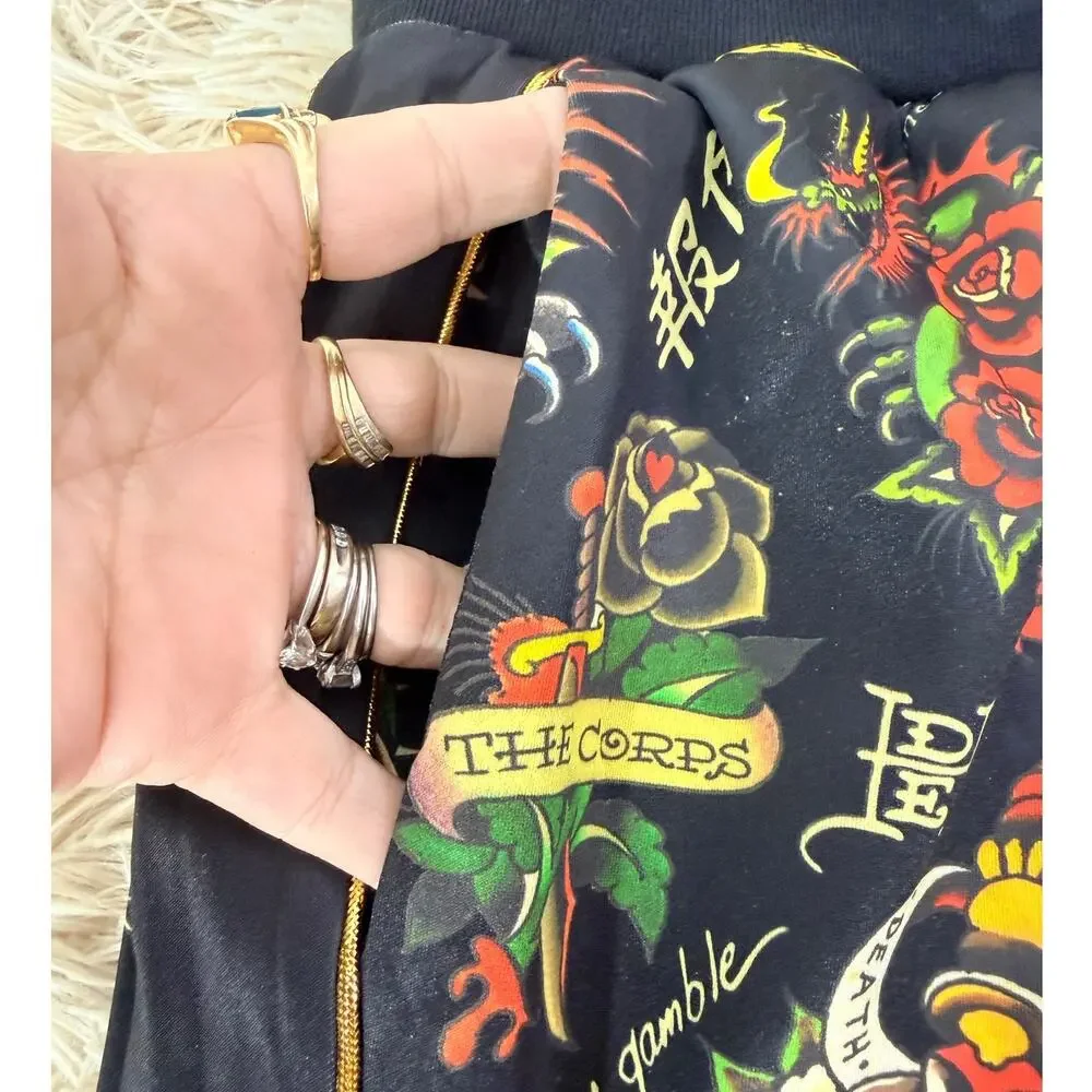 Ed Hardy Tattoo Print Jogger Pants Unisex Large NWT Black Streetwear Lounge - Picture 11 of 12